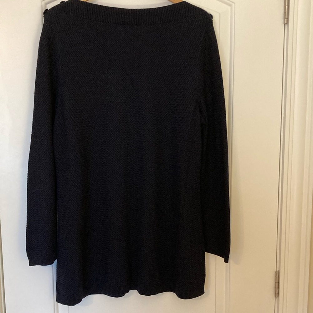 Talbots Women's Navy Blue Nautical Boat Neck Button Shoulder Detail Size 2X EUC